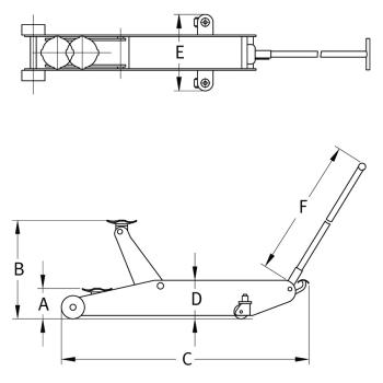 Pojízdný pneumaticko-hydraulický dílenský zvedák Compac A10T-HC (3)