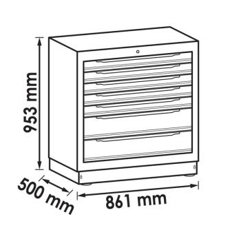 Zásuvková spodná skriňa (7 zásuviek - 861 mm) VIGOR V6000-01XL (2)